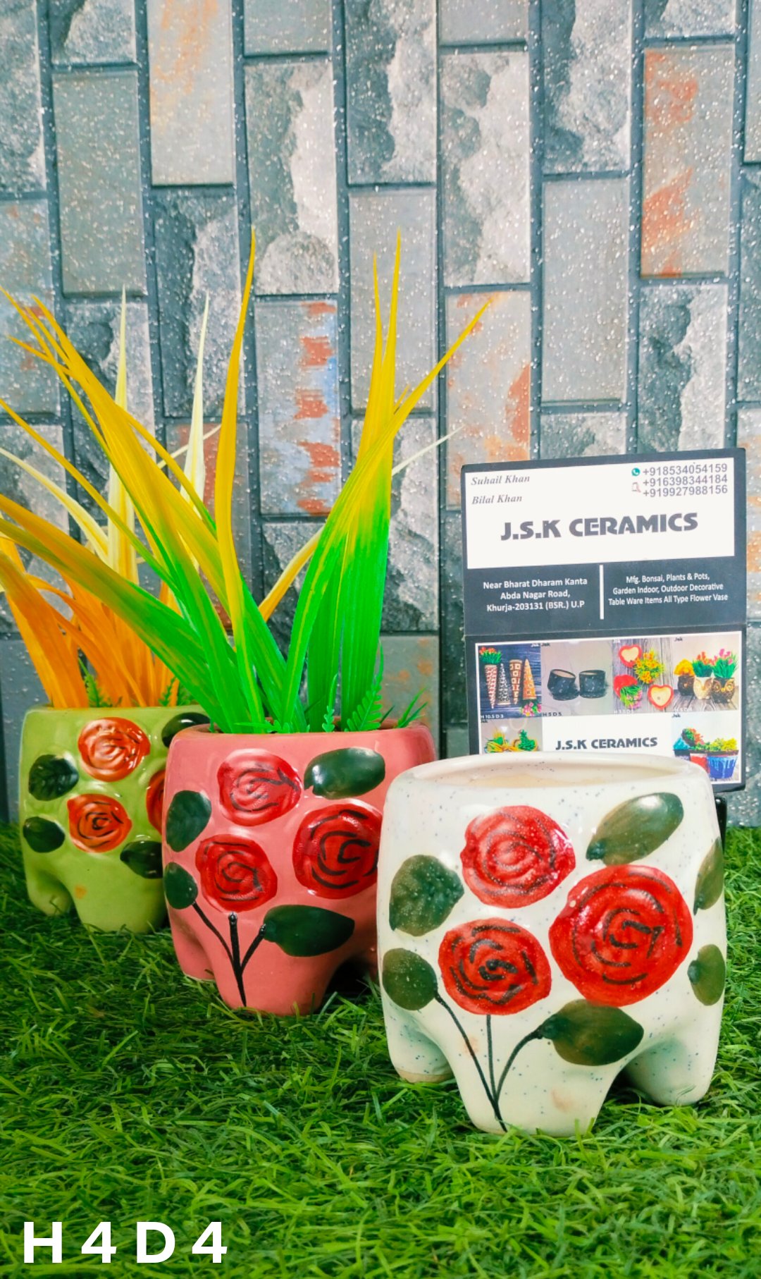 Ceramic 4 Tang Flower Pots For Planters