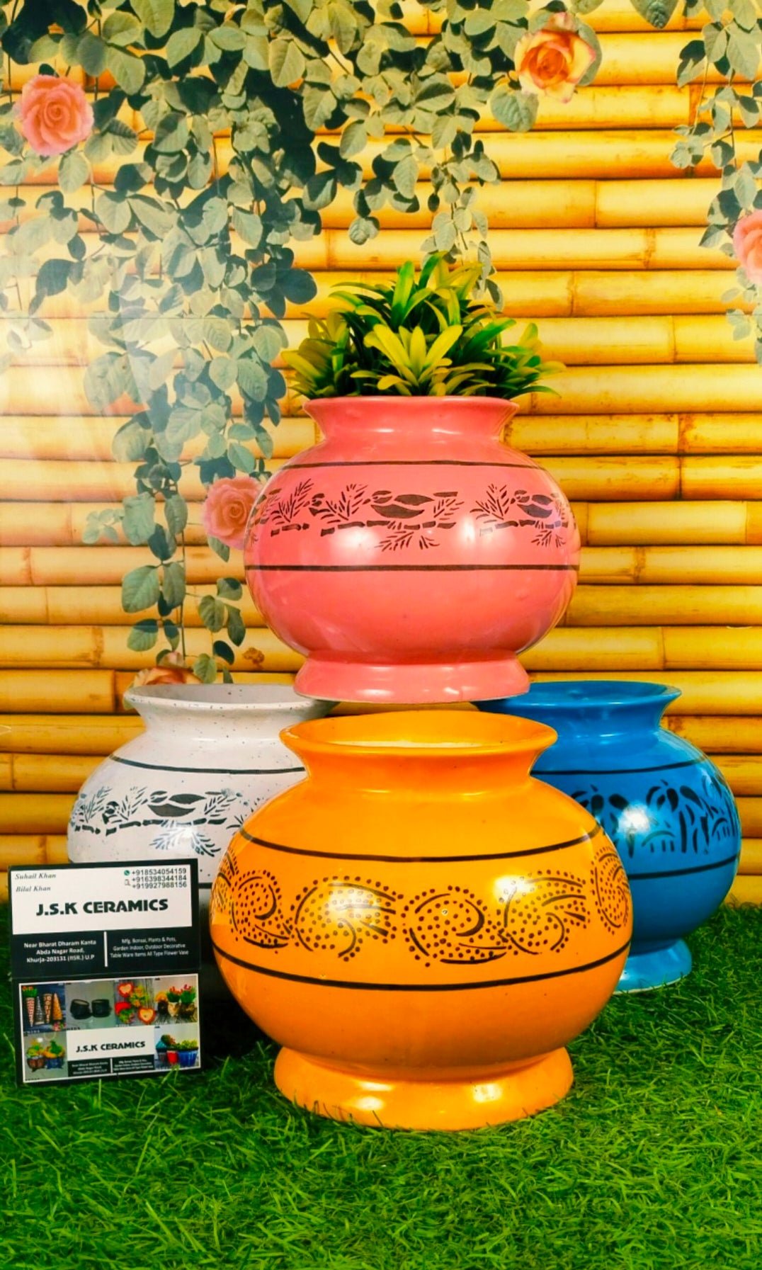 Collection of Ceramic Matki Pots For Planters in a gallery layout