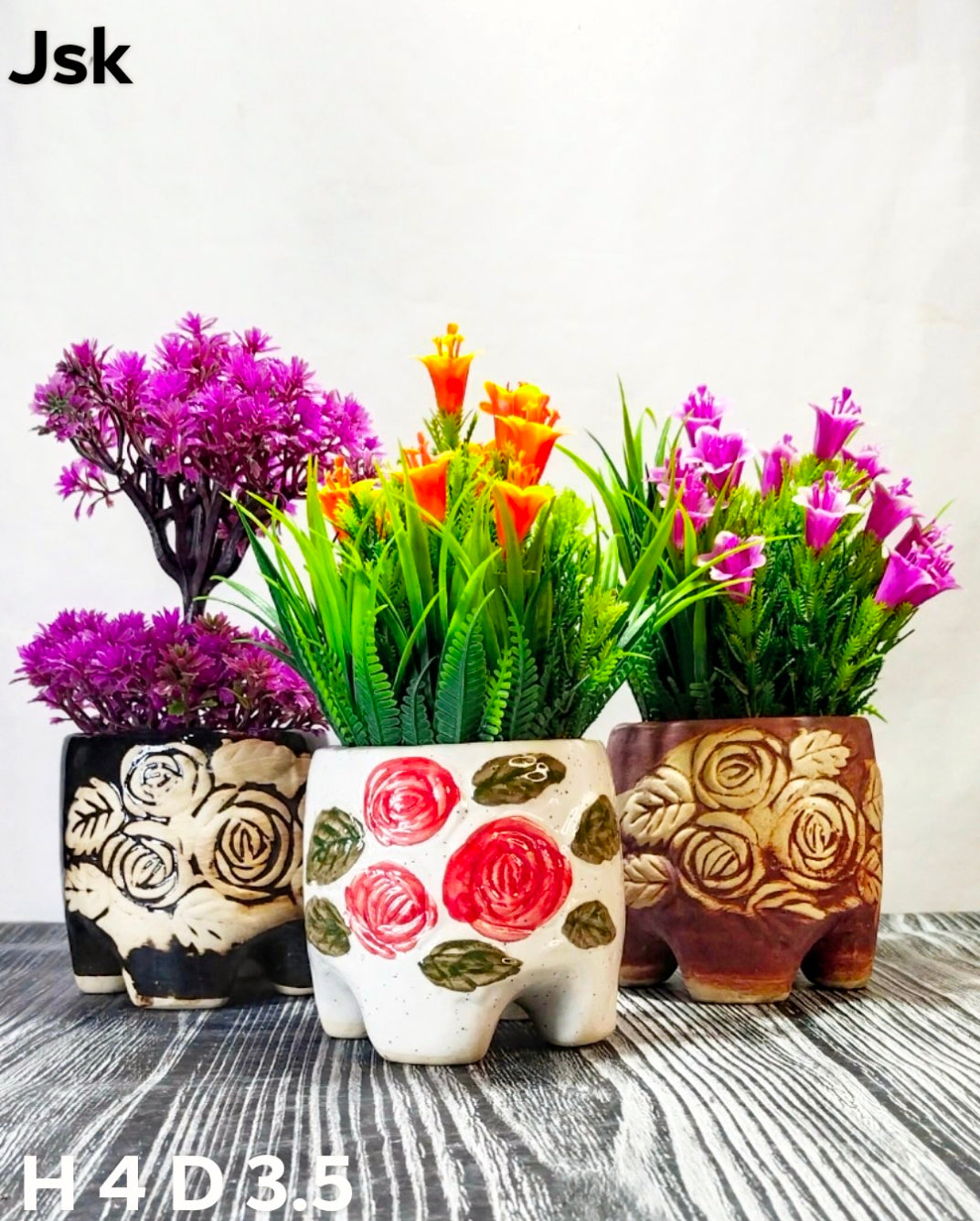 Ceramic 4 Tang Flower Pots For Planters