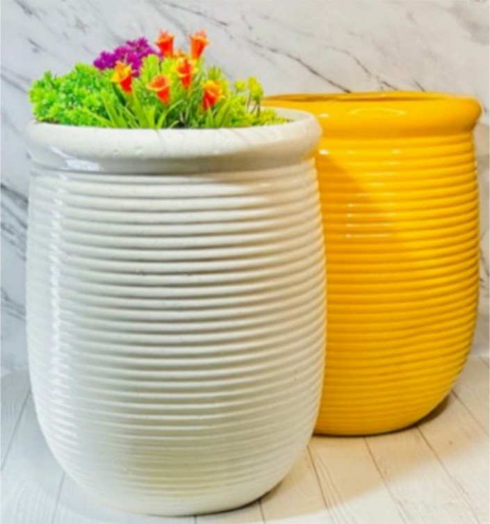 Collection of Ceramic Big Size White Pots in a gallery layout