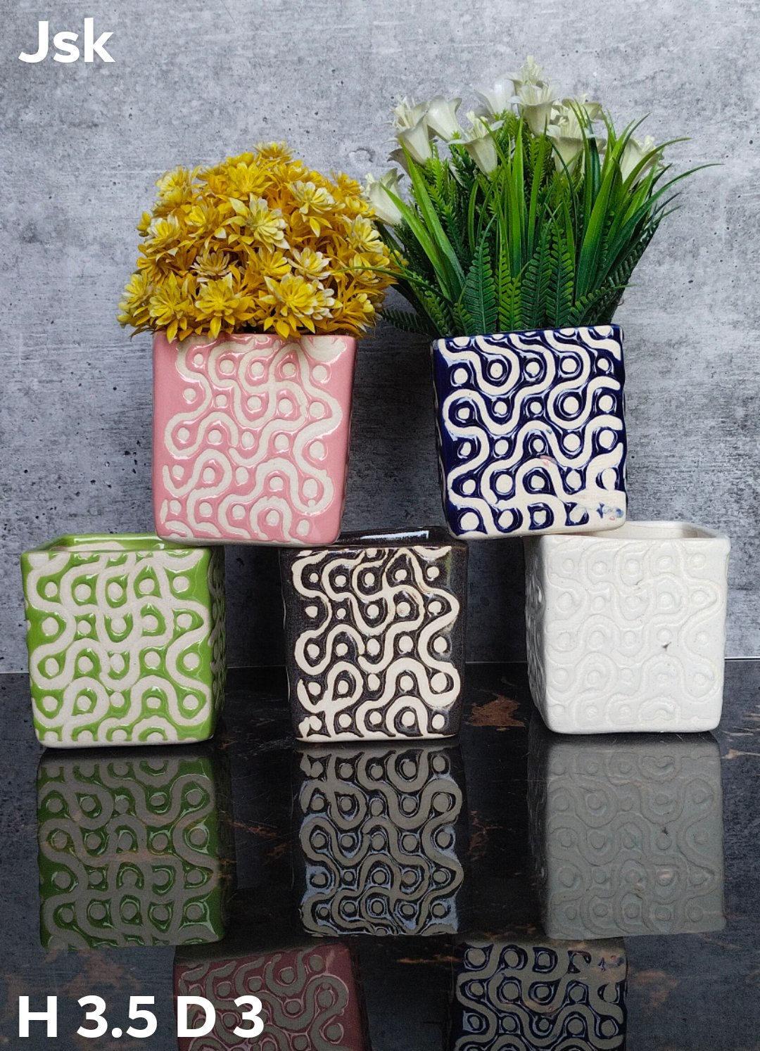 Ceramic Rd Square Box Pots